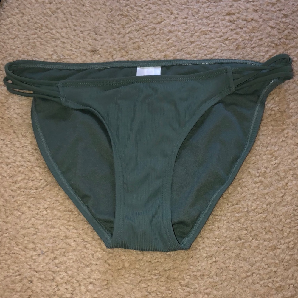 New ribbed Navy green full coverage bikini bottom